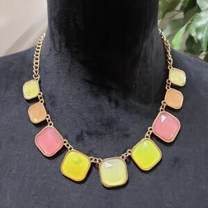 Womens Fashion Multi-Colored Stones Collar Necklace with Lobster Clasp